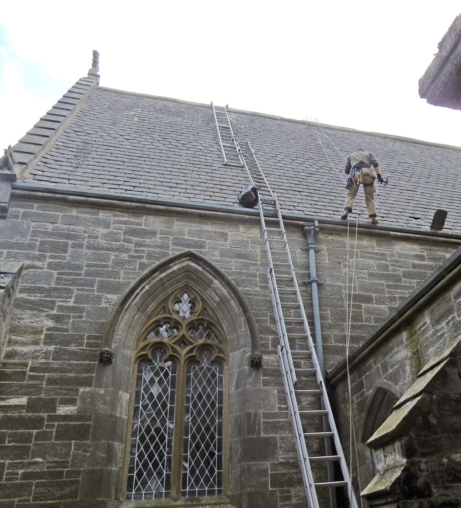 Slate patching and gutter cleaning work